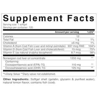 Foto 3 | Foto 3 | Suplemento Vitamático de Aceite de Hígado de Bacalao Noruego 1250 mg 120 Cápsulas - Venta Internacional