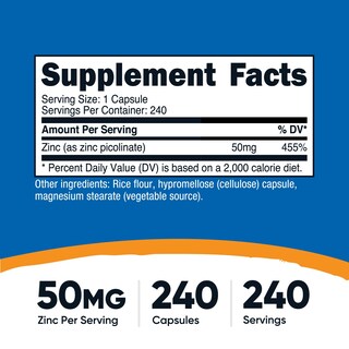 Foto 2 | Foto 2 | Suplemento Nutricost Picolinato De Zinc 50 Mg 240 Cápsulas - Venta Internacional.