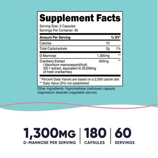 Foto 2 | Foto 2 | Suplemento Nutricost D-manose Con Arándano 1300 Mg 180 Cápsulas - Venta Internacional.