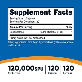 Foto 2 | Foto 2 | Suplemento Nutricost Serrapeptase 120,000 Spu 120 Cápsulas - Venta Internacional.