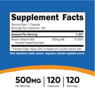 Foto 2 | Foto 2 | Suplemento Nutricost Niacina (sin Rubor) Hexanicotinato De Inositol 500 Mg 120 Cápsulas - Venta Internacional.