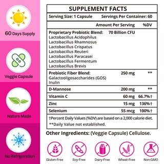 Foto 2 | Foto 2 | Suplemento Probiótico Dmeisy 70 Mil Millones De Cfu Para Mujeres Durante 2 Meses - Venta Internacional.