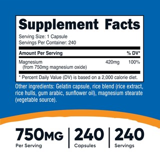 Foto 2 | Foto 2 | Suplemento Nutricost De Óxido De Magnesio 750 Mg 240 Cápsulas - Venta Internacional.