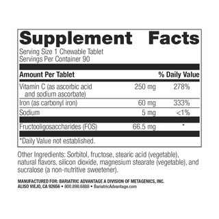 Foto 2 | Foto 2 | Suplemento De Hierro Masticable Bariatric Advantage De 60 Mg Con Vitamina C - Venta Internacional.
