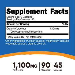 Foto 2 | Foto 2 | Suplemento Nutricost, Cápsulas De Hongos Cordyceps, 1100 Mg - Venta Internacional.