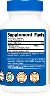 Foto 5 | Foto 5 | Suplemento Nutricost, Cápsulas De Hongos Cordyceps, 1100 Mg - Venta Internacional.