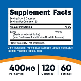 Foto 2 | Foto 2 | Suplemento Nutricost Sam-e (s-adenosil-l-metionina) 400 Mg - Venta Internacional.