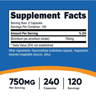 Foto 2 | Foto 2 | Suplemento Nutricost De Citrato De Estroncio 750 Mg 240 Cápsulas - Venta Internacional.