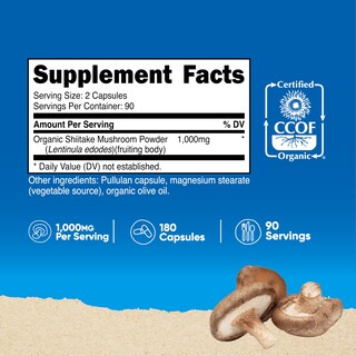 Foto 2 | Foto 2 | Suplemento Nutricost De Hongos Shiitake Orgánicos 1000 Mg 180 Cápsulas - Venta Internacional.