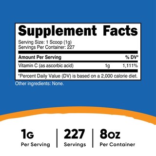 Foto 2 | Foto 2 | Vitamina C En Polvo Ácido Ascórbico Nutricost 227 G (8 Oz) - Venta Internacional.