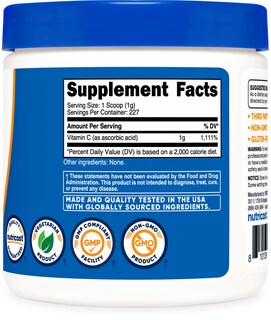 Foto 5 | Foto 5 | Vitamina C En Polvo Ácido Ascórbico Nutricost 227 G (8 Oz) - Venta Internacional.