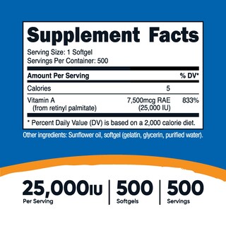 Foto 2 | Foto 2 | Suplemento De Vitamina A Nutricost, 25.000 Ui, 500 Cápsulas Blandas - Venta Internacional.