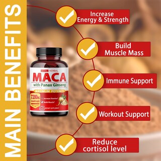 Foto 4 | Foto 4 | Suplemento Vital Herbal De Raíz De Maca 7200 Mg Con Ashwagandha 90 Cápsulas - Venta Internacional.