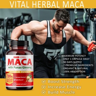 Foto 5 | Foto 5 | Suplemento Vital Herbal De Raíz De Maca 7200 Mg Con Ashwagandha 90 Cápsulas - Venta Internacional.