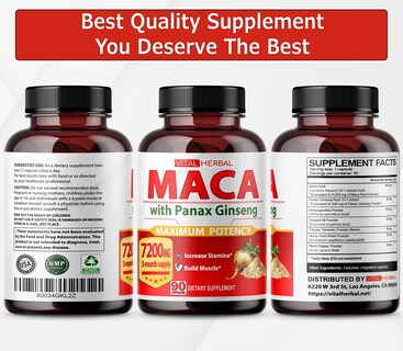 Foto 6 | Foto 6 | Suplemento Vital Herbal De Raíz De Maca 7200 Mg Con Ashwagandha 90 Cápsulas - Venta Internacional.