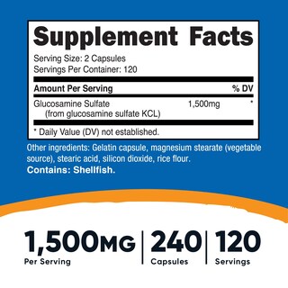 Foto 2 | Foto 2 | Suplemento Nutricost Sulfato De Glucosamina 750 Mg 240 Cápsulas - Venta Internacional.