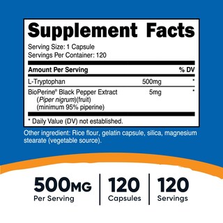 Foto 2 | Foto 2 | Suplemento Nutricost L-triptófano 500 Mg 120 Cápsulas - Venta Internacional.