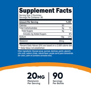 Foto 2 | Foto 2 | Gomitas De Melatonina Nutricost 20 Mg/porción 180 Gomitas - Venta Internacional.