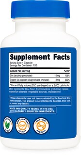 Foto 5 | Foto 5 | Suplemento Nutricost, Cápsulas De Zinc Y Cobre, 120 Porciones - Venta Internacional.