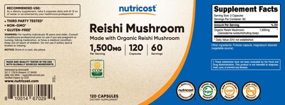 Foto 6 | Foto 6 | Suplemento Nutricost Cápsulas De Hongos Reishi 1500 Mg 120 Unidades - Venta Internacional