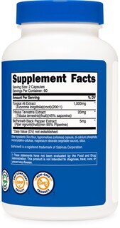 Foto 5 | Foto 5 | Suplemento Nutricost Tongkat Ali, 1 G, 120 Cápsulas Con Tribulus - Venta Internacional.