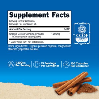 Foto 2 | Foto 2 | Suplemento Nutricost De Canela Orgánica De Ceilán 150 Cápsulas - Venta Internacional.