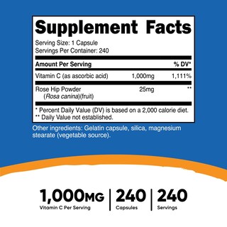 Foto 2 | Foto 2 | Suplemento Nutricost De Vitamina C Con Escaramujo, 1025 Mg, 240 Cápsulas - Venta Internacional.
