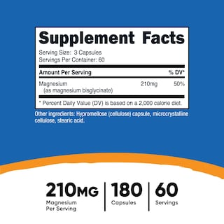 Foto 2 | Foto 2 | Suplemento De Glicinato De Magnesio Nutricost 210 Mg 180 Cápsulas - Venta Internacional.