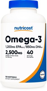 Foto 1 | Foto 1 | Suplemento Nutricost De Aceite De Pescado Omega 3, 2500 Mg, 120 Cápsulas Blandas - Venta Internacional.