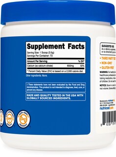 Foto 5 | Foto 5 | Citrato De Calcio En Polvo Nutricost 250 G Sin Sabor - Venta Internacional.