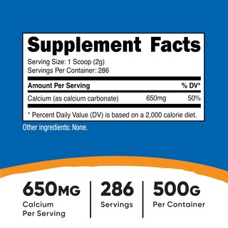 Foto 2 | Foto 2 | Suplemento Nutricost De Carbonato De Calcio En Polvo 500 G - Venta Internacional.
