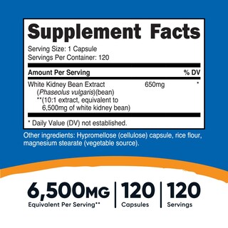 Foto 2 | Foto 2 | Suplemento Nutricost De Frijoles Blancos En Cápsulas De 6500 Mg - Venta Internacional.