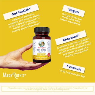Foto 7 | Foto 7 | Suplemento Gut Flora Health+ Enzymes De Maryruth, 60 Cápsulas - Venta Internacional.