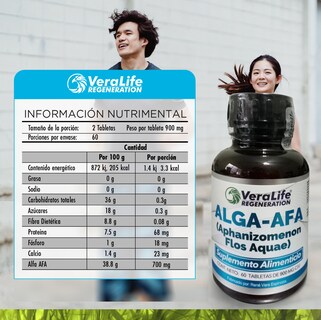 Foto 3 | Foto 3 | Alga Afa - 60 Tabletas 900 Mg - Multivitaminico - Veralife