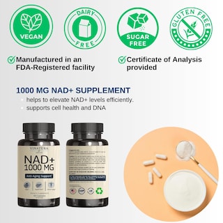 Foto 3 | Foto 3 | Suplemento Vinatura Nad 1000 Mg De Nad Puro Antienvejecimiento 60 Cápsulas - Venta Internacional.