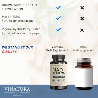 Foto 5 | Foto 5 | Suplemento Vinatura Nad 1000 Mg De Nad Puro Antienvejecimiento 60 Cápsulas - Venta Internacional.