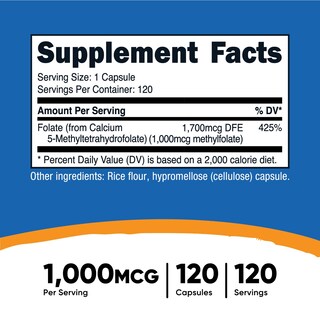 Foto 2 | Foto 2 | Suplemento Nutricost De Metilfolato, 1000 Mcg, 120 Cápsulas - Venta Internacional.