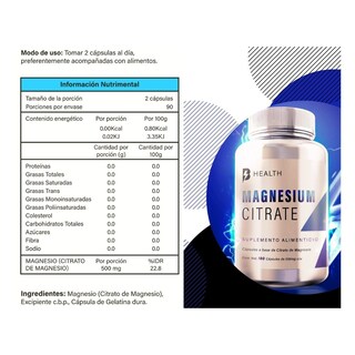 Foto 8 | Foto 8 | Citrato de Magnesio B Health B Natural 100% Natural sin Azúcar 180 Cápsulas