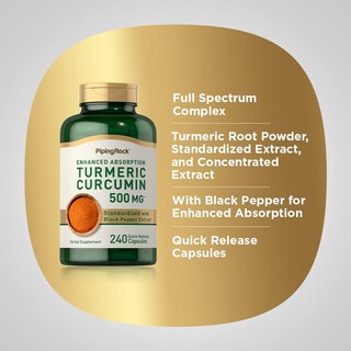 Foto 4 | Foto 4 | Suplemento Piping Rock, Cúrcuma Y Curcumina, 500 Mg, 240 Cápsulas - Venta Internacional.