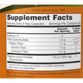 Foto 2 | Foto 2 | Plántago Psyllium Now Psyllium Husk 500 Mg 200 Cápsulas