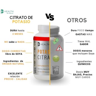 Foto 3 | Foto 3 | Suplemento Alimenticio Citrato de Potasio B Health B Natural 100% Natural sin Azúcar 240 Cápsulas Frasco Blanco