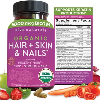 Foto 1 | Foto 1 | Suplemento Viva Naturals Para Cabello, Piel Y Uñas, Biotina, 5000 Mcg, Mujeres - Venta Internacional.