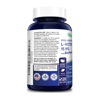 Foto 3 | Foto 3 | Suplemento Nusapure L Metilfolato 15 Mg 120 Cápsulas Vegetarianas - Venta Internacional.