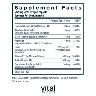 Foto 2 | Foto 2 | Suplemento Vital Nutrients Con Complejo De Vitamina B, 60 Cápsulas - Venta Internacional.