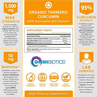 Foto 2 | Foto 2 | Suplemento De Curcumina De Cúrcuma Orgánica Omnibiotics 1500 Mg - Venta Internacional.