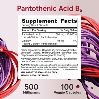 Foto 6 | Foto 6 | Suplemento De Ácido Pantoténico B5 De Jarrow Formulas, 500 Mg, 100 Cápsulas - Venta Internacional.