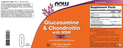 Foto 3 | Foto 3 | Complementa La Glucosamina Y La Condroitina De Now Foods Con Msm 300 Cápsulas - Venta Internacional.