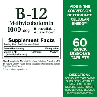 Foto 2 | Foto 2 | Suplemento De Vitamina B-12 De Nature's Bounty, 1000 Mcg, 60 Tabletas - Venta Internacional.