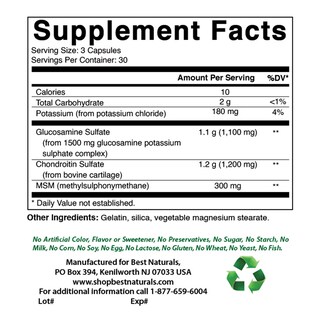 Foto 2 | Foto 2 | Suplementos Best Naturals: Glucosamina, Condroitina, Msm, 2600 Mg - Venta Internacional.