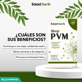 Foto 5 | Foto 5 | Smart Herb Paquete Sleep Pvm, Suplemento Alimenticio, 2 Piezas (30 Cápsulas C/u) Con Pasiflora, Valeriana Y Magnesio